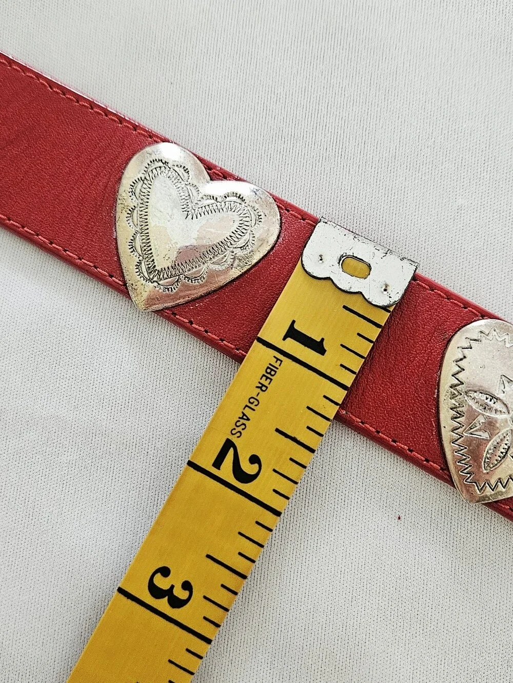 Brighton Red Leather Heart Studded Dog Collar Silver Plated Small 21